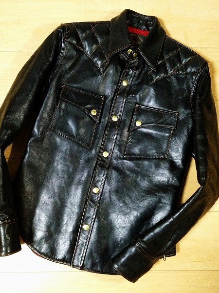 Skull Flight スカルフライト ライダース ジャケット HORSE HIDE LEATHER SHIRTS JACKET パテッド 馬革 ホースハイド シャツ拍卖