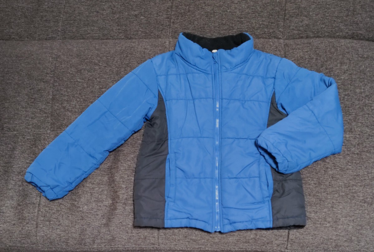 コート シャンパー 防寒 中綿入り 130 暗めの青 濃グレー 拍卖