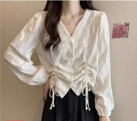 シャツ レディース 長袖シャツ ブラウス トップス 韓国風 おしゃれ 通学 通勤 S ベージュ拍卖