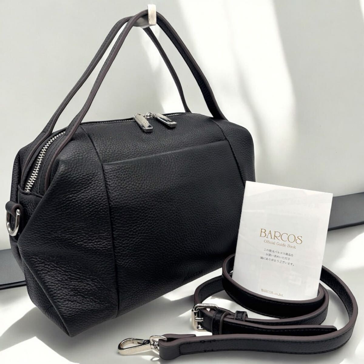 同梱可 BARCOS バルコス 日本製 レディース 2way ハンド ショルダーバッグ レザー 本革 ブラック 黒 肩掛け 斜め掛け クロスボディ拍卖