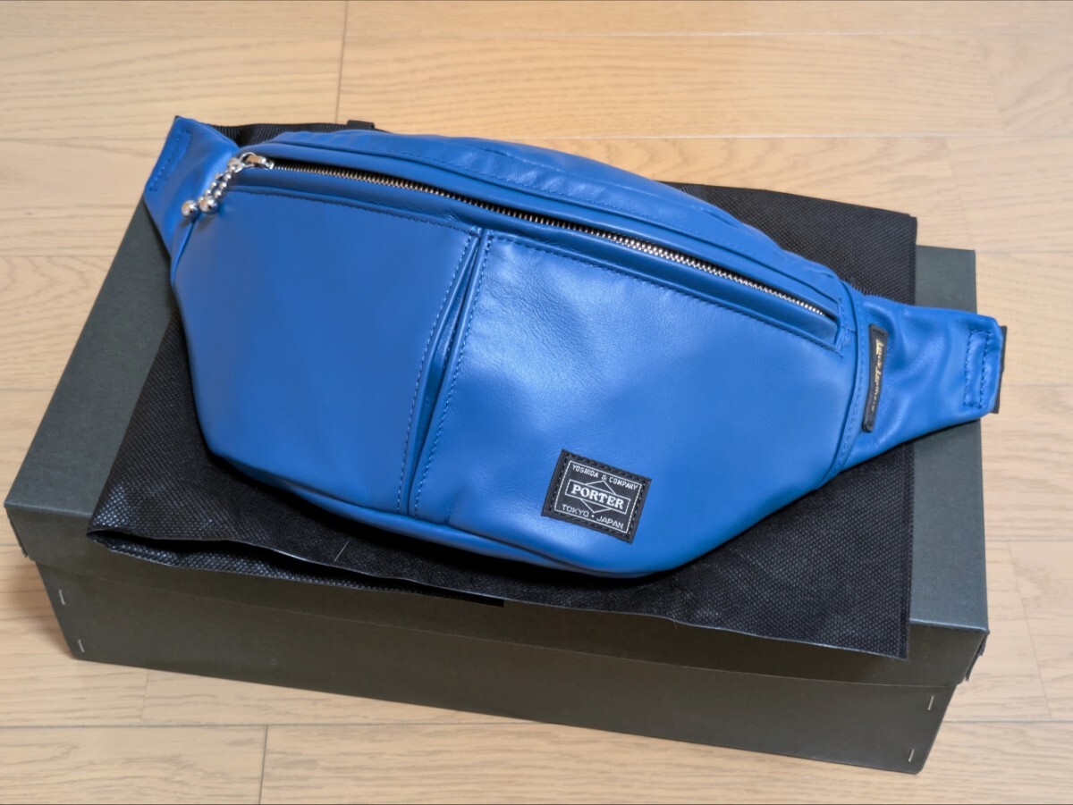 【新品同様】Lewis Leathers ポーター コラボ 表参道 限定カラー ブルー ルイスレザー ウエストバッグ PORTER バッグ 馬革拍卖