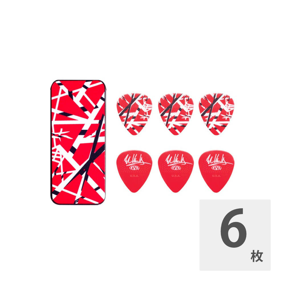 ギターピック 6枚 セット ジムダンロップ 0.60mm EVHPT02 EVH Frankenstein Pick Tin ピックケース付き JIM DUNLOP ジムダン拍卖