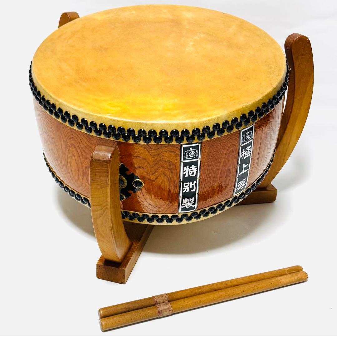 超希少 特別製 極上等 和太鼓 1尺5寸 平太鼓 欅胴 最高級モデル 美品 響き良好 くり抜き拍卖