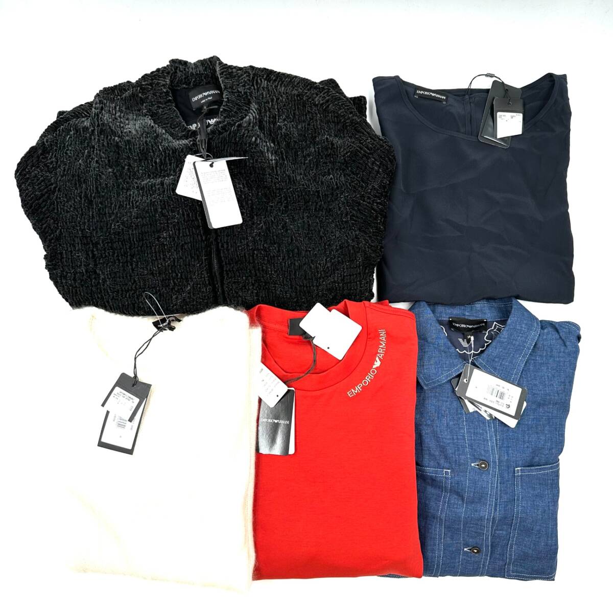 【1円スタート】EMPORIO ARMANI エンポリオアルマーニ 5点まとめ売り セーター アウターデニムシャツ スウェット ブラウス タグあり メンズ拍卖