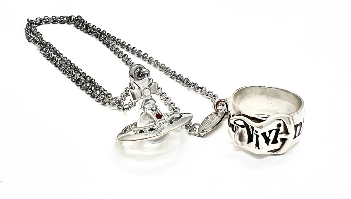 B【1円スタート】ヴィヴィアン ウエストウッド Vivienne Westwood まとめ ネックレス スモール オーブ ベルトリング 指輪 シルバー SV925拍卖