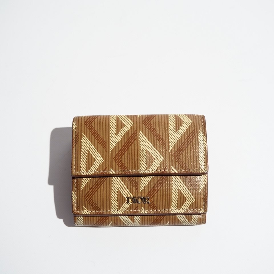 C4955P ▼DIOR ディオール▼ CD DIAMOND TRIFOLD WALLET 3つ折り ウォレット カーキブラウン / メンズ 財布 サイフ 2ESBC110 rb mks拍卖