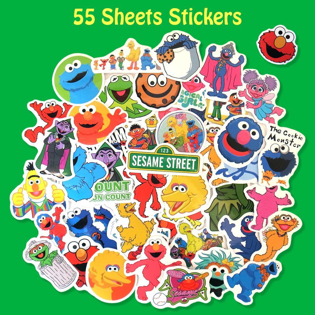 セサミストリート ステッカー 55枚セット PVC 防水 Sesame Street キャラクター エルモ クッキーモンスター ビッグバード カーミット拍卖