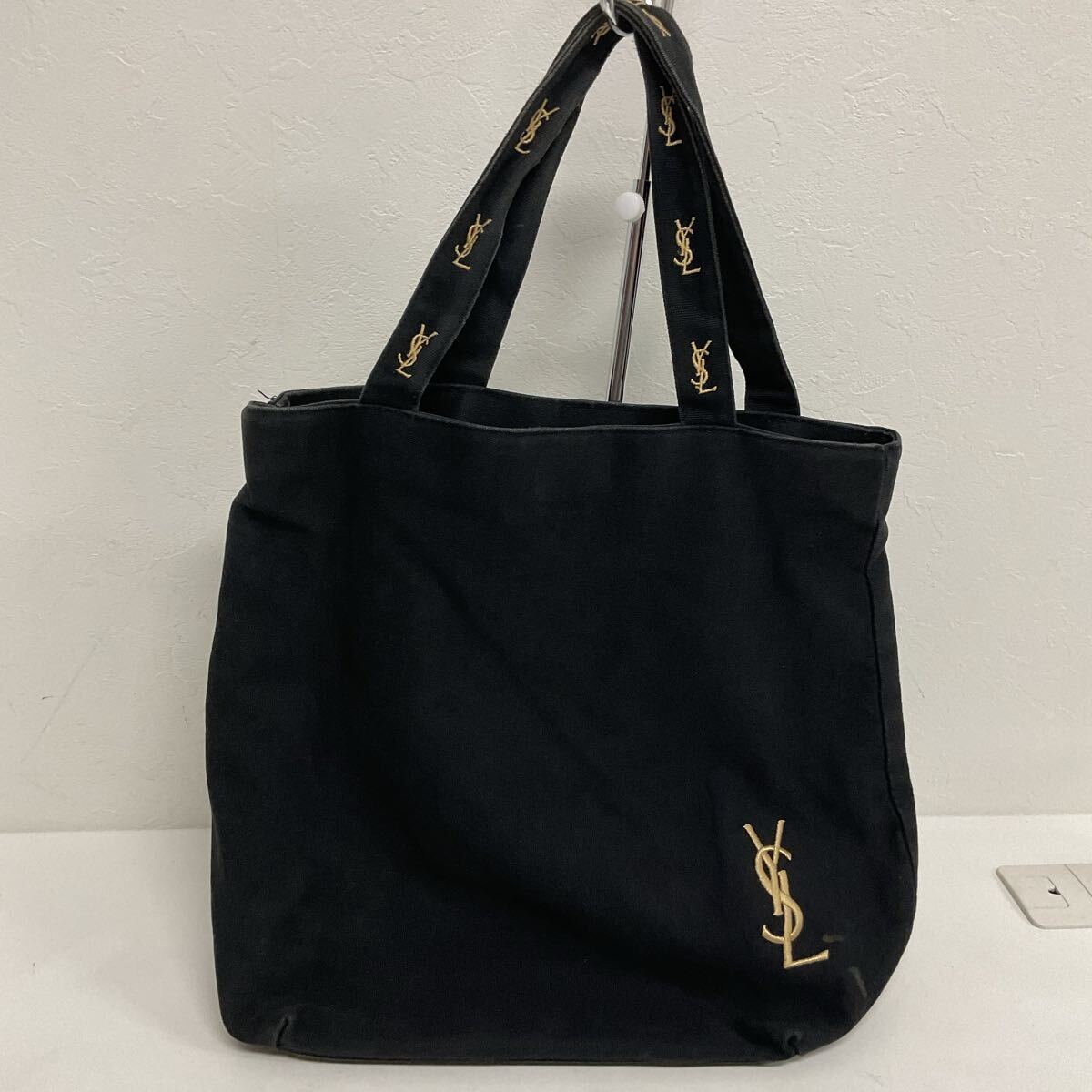 営YS012-60◆ YSL Yves Saint Laurent イヴサンローラン ノベルティ キャンバス ブラック トートバッグ拍卖