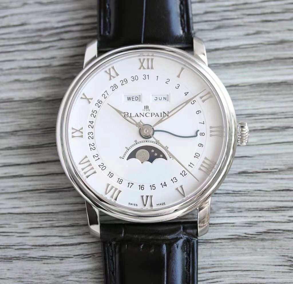 BLANCPAIN ブランパン ヴィルレ コンプリートカレンダー メンズ 腕時計 ウォッチ 自動巻き ホワイト文字盤 40mm 6654-1127-55B拍卖