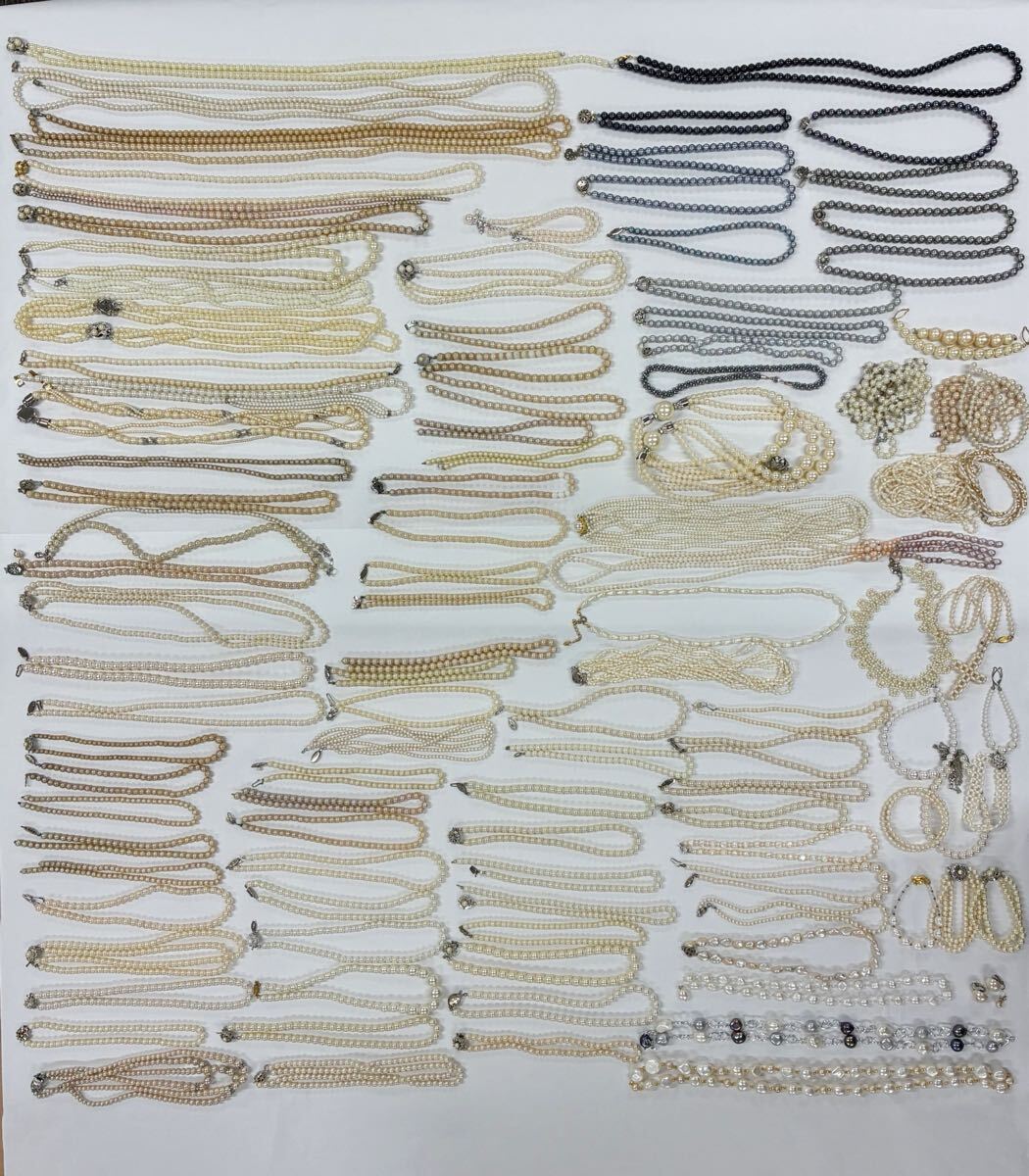 【AC71202】パール アクセサリー パールネックレス 淡水パール フェイクパール カラーパール まとめ売り 約3.7kg SILVER刻印 シルバー 含拍卖