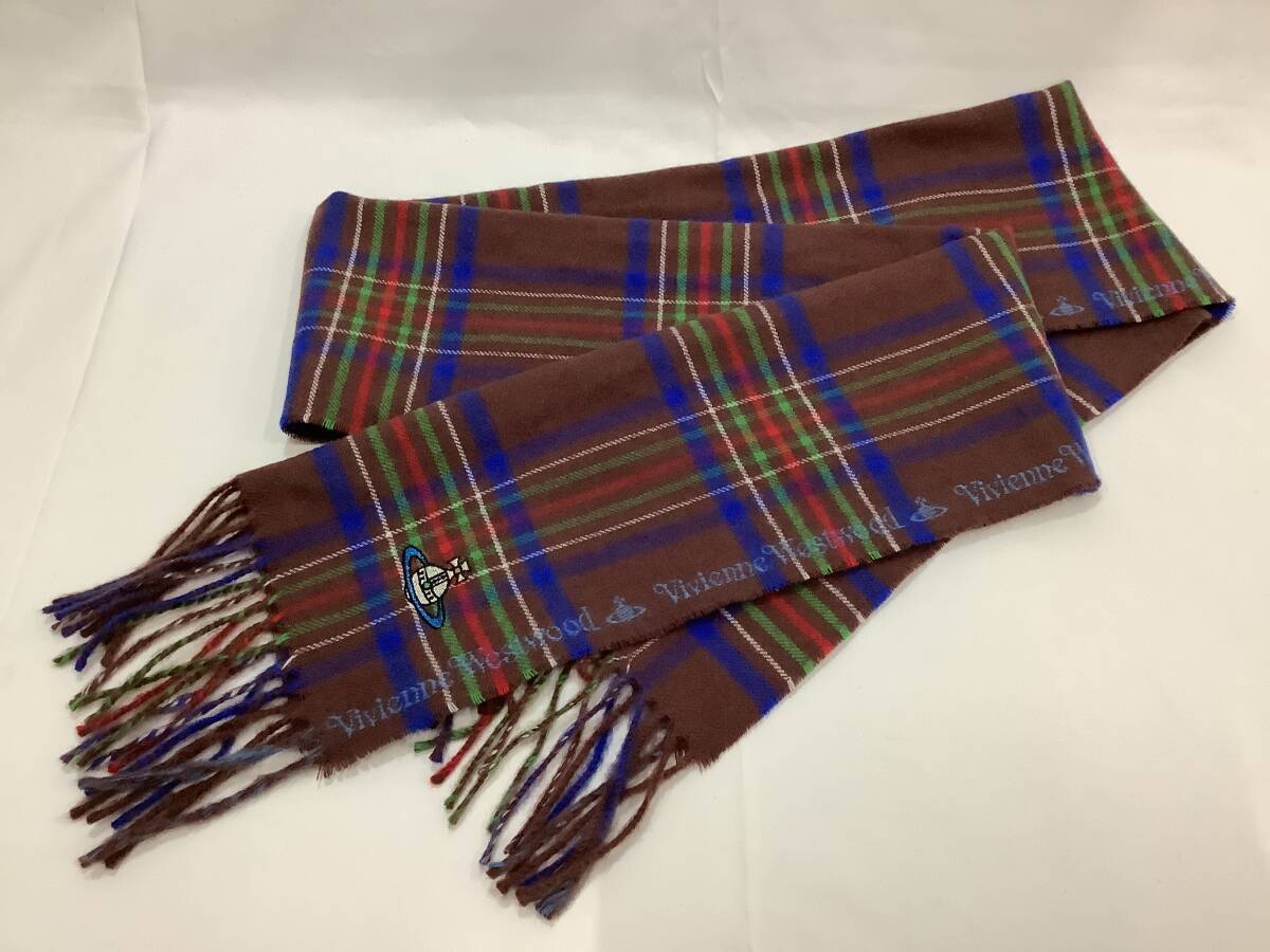 【50-6.NT】1円〜 Vivienne Westwood ヴィヴィアンウエストウッド チェックマフラー 中古品拍卖