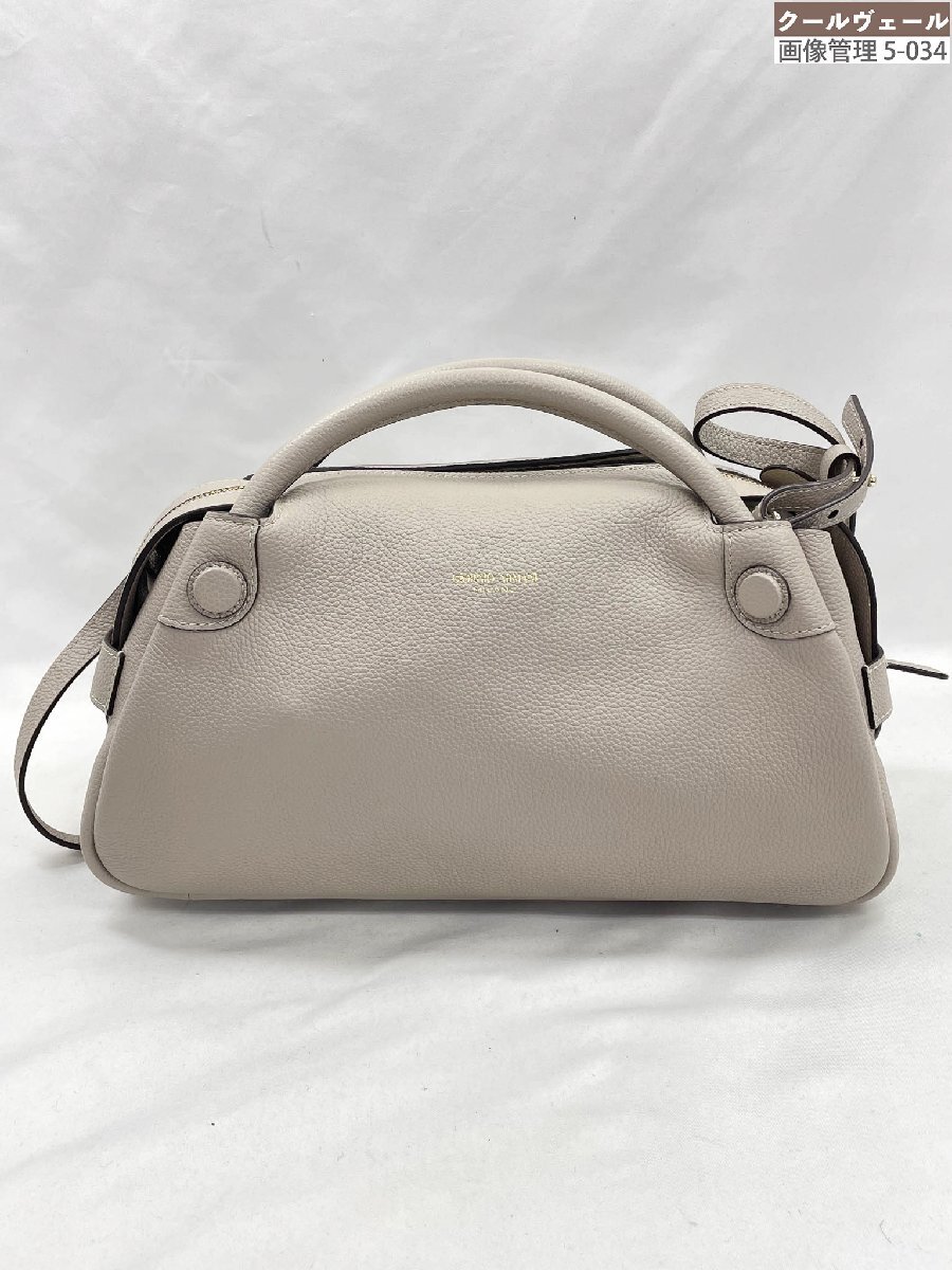 ほぼ未使用 【ジョルジオアルマーニ GIORGIO ARMANI】 シボレザー ハンドバッグ 2WAYショルダー (レディース) グレージュ系 ◇5HT3029◇拍卖