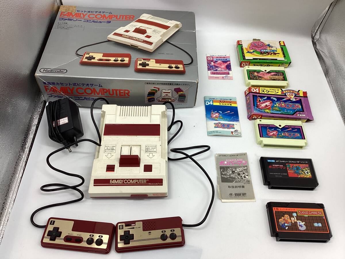 【8631】ファミリーコンピューター HVC-001 Nintendo 任天堂 ファミコン ソフト 付き 動作未確認 ジャンク拍卖