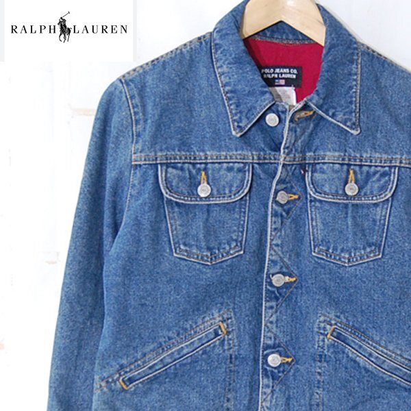ポロジーンズラルフローレンPOLO JEANS CO. RALPH LAUREN■デニムジャケット 刻印ボタン /パートナー21■S■ネイビー ※5n10448拍卖