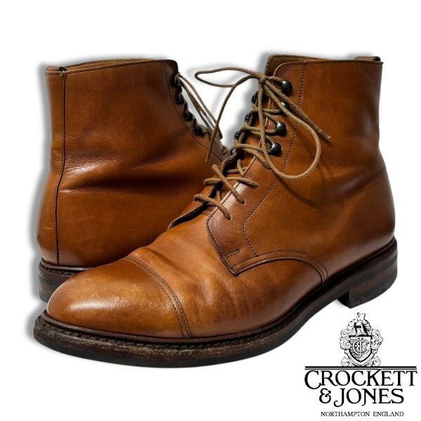 21 正規品 CROCKETT&JONES クロケットジョーンズ CONISTON #8637 コニストン キャップトゥレースアップ レザー ブーツ 9E ブラウン拍卖