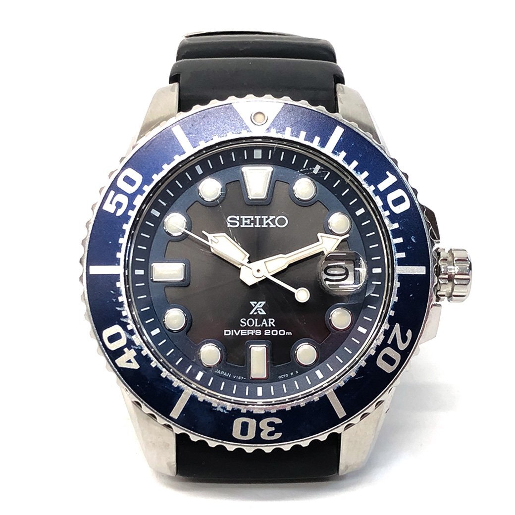 K 1円~ セイコー プロスペックス ソーラー ダイバー 200m V157-0BT0 ネイビー 781510 日本製 腕時計 | SEIKO AIR DAIVER'S Made in JAPAN拍卖