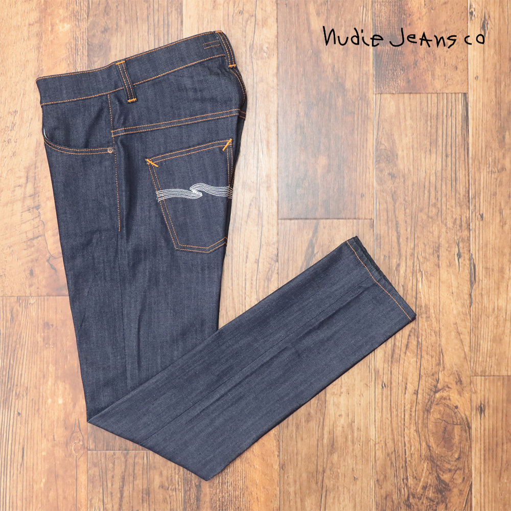 1円/Nudie Jeans/32サイズ/デニム パンツ THIN FINN 110268 DRY ECRU EMBO ストレッチ イタリア製 ヌーディー 新品/紺/ネイビー/kt120/拍卖