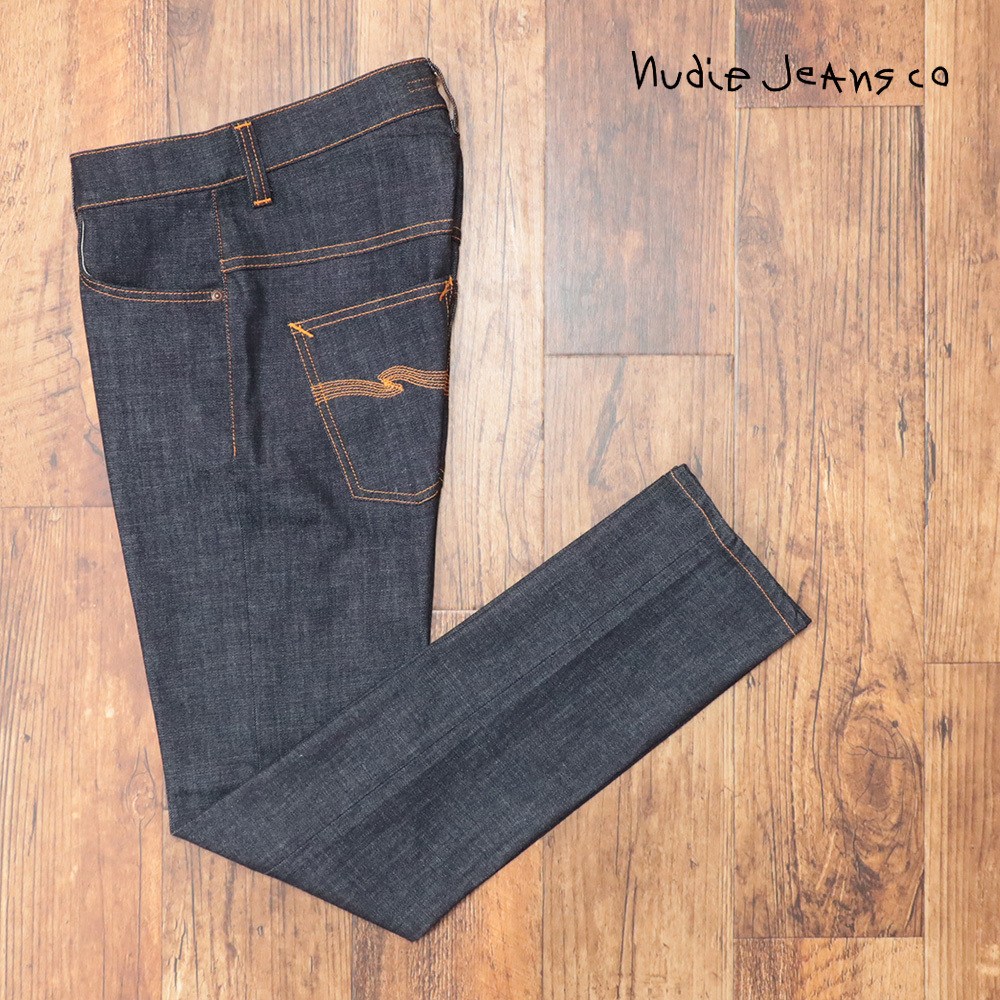 1円/Nudie Jeans/33サイズ/美脚デニムパンツ THIN FINN 111085 DRY TWILL オーガニック綿 伸縮◎ Italy製 上質 新品/紺/ネイビー/kt121/拍卖