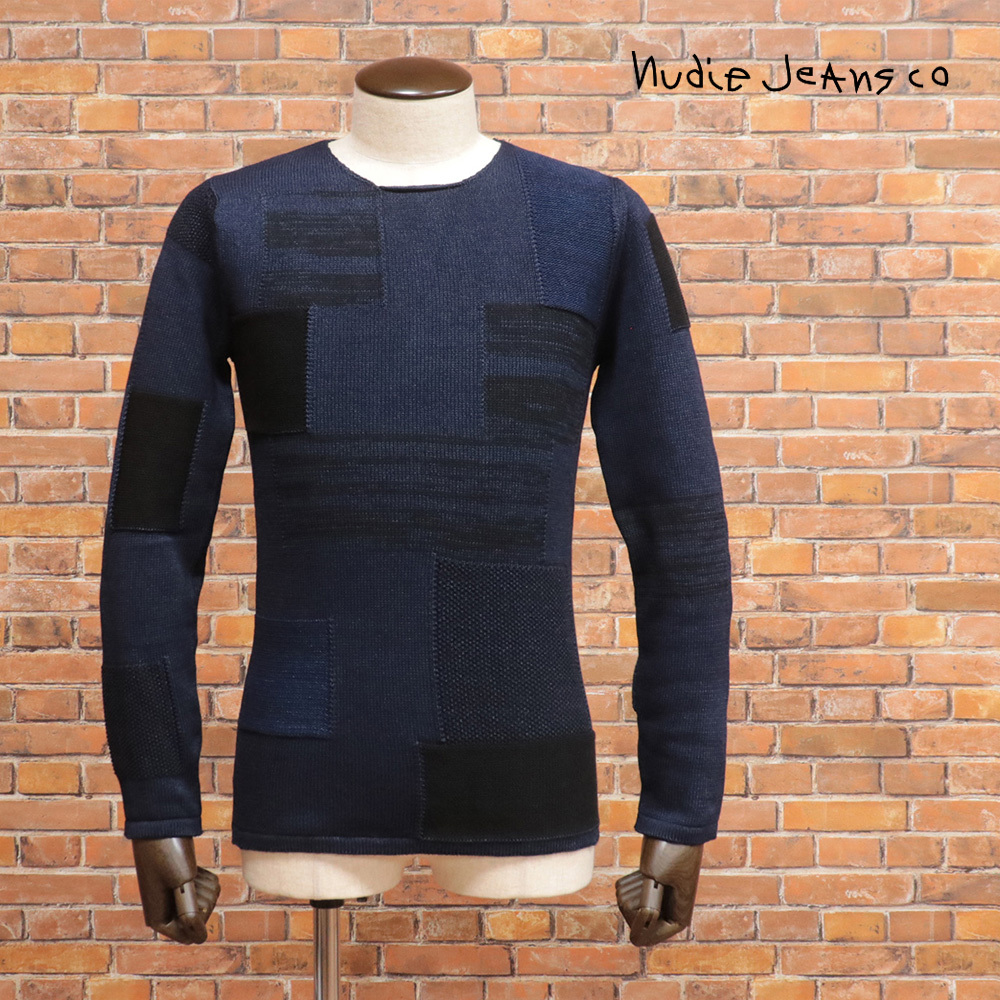 1円/秋冬/Nudie Jeans/XSサイズ/ロールネックニット DALE PATCHED オーガニックコットン ヌーディージーンズ 新品/紺/ネイビー/mf200/拍卖