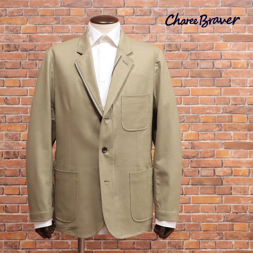 1円/秋冬/Charee Braver/4(XL)サイズ/3Bジャケット 日本製 Balancircular 軽量 ストレッチ 形態安定 テーラード 新品/ベージュ/ma298/拍卖
