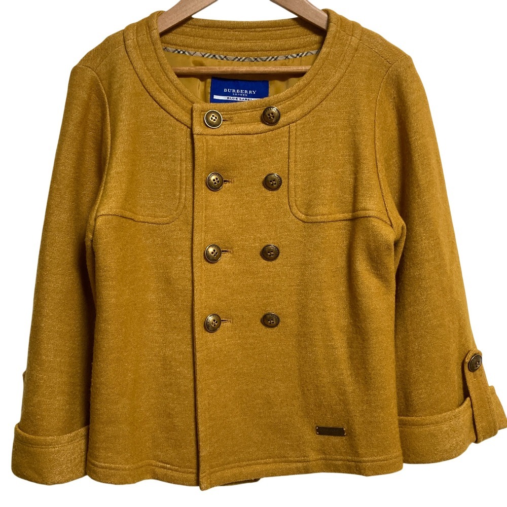美品 BURBERRY BLUE LABEL バーバリーブルーレーベル ウールダブルジャケット サイズ38 イエロー拍卖