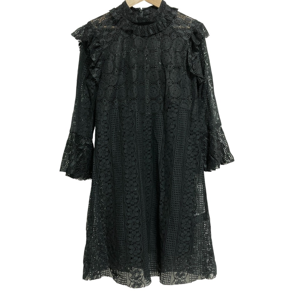 美品 ANNA SUI アナスイ 長袖 レースワンピース サイズ2 ブラック拍卖