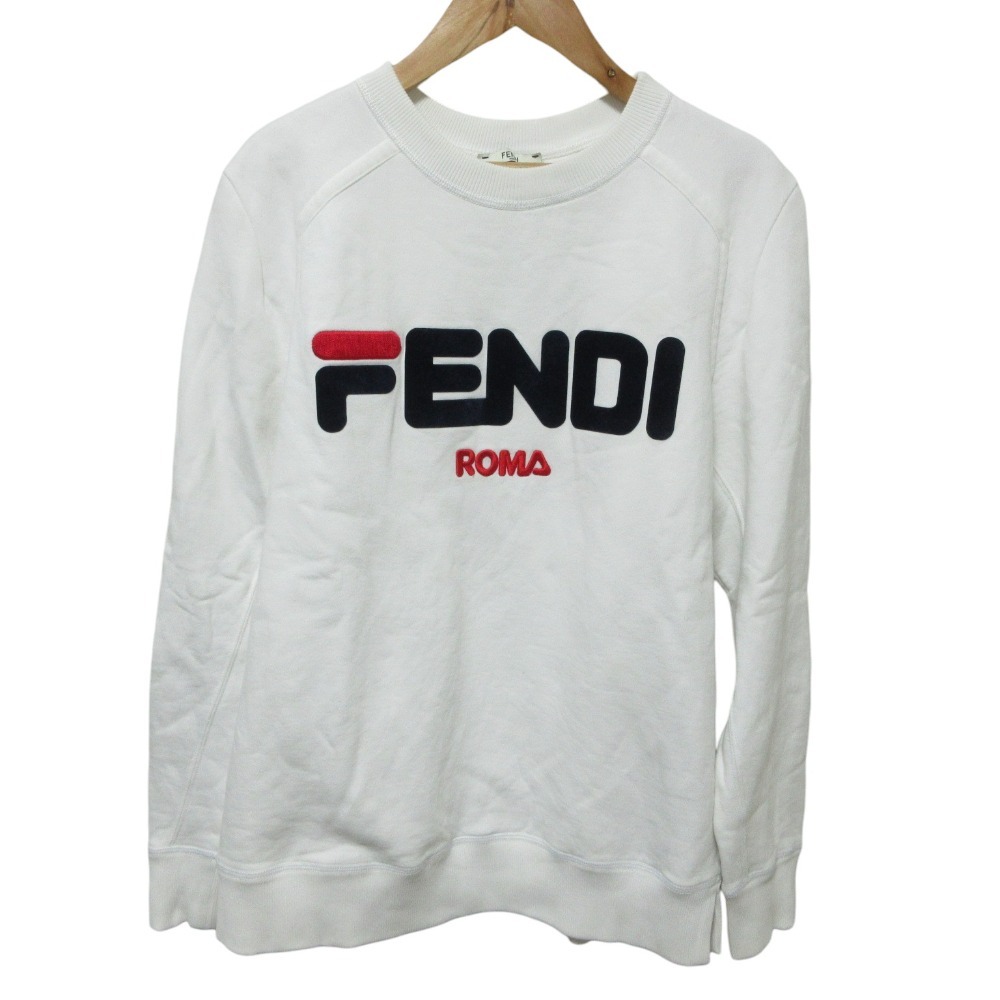 良品 FENDI フェンディ フィラコラボ ロゴ スウェット トレーナー カットソー FS7067 A5GM サイズS ホワイト拍卖