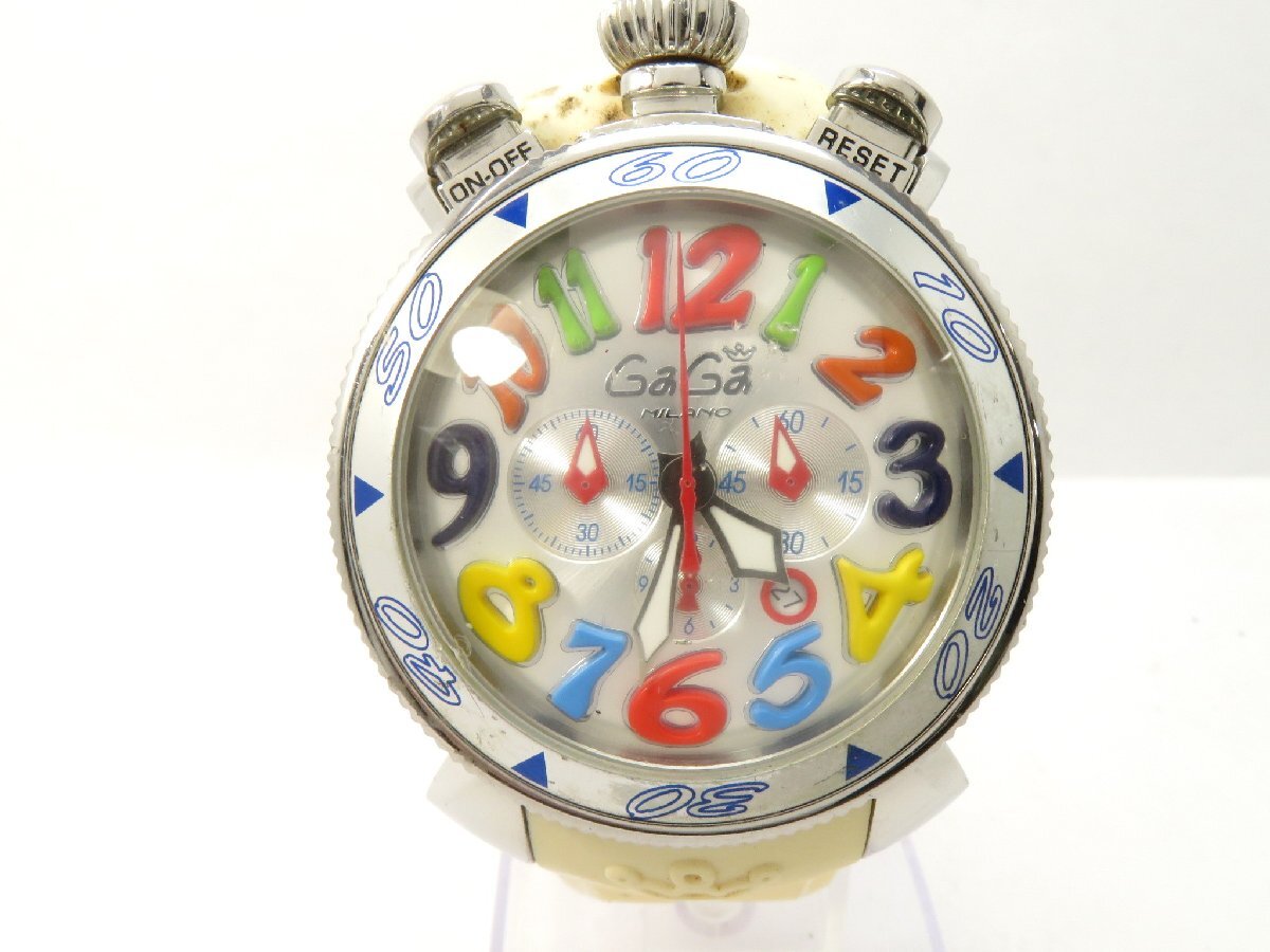 1円開始◆稼働◆ ガガミラノ N.7042 シルバー クオーツ メンズ 腕時計 AC43102拍卖