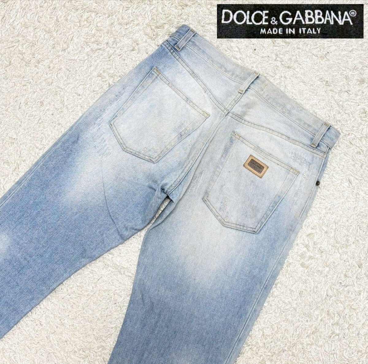 【ロゴプレート★】サイズ44 DOLCE&GABBANA ダメージ加工 デニムパンツ ジーンズ●ドルチェアンドガッバーナ (12)拍卖