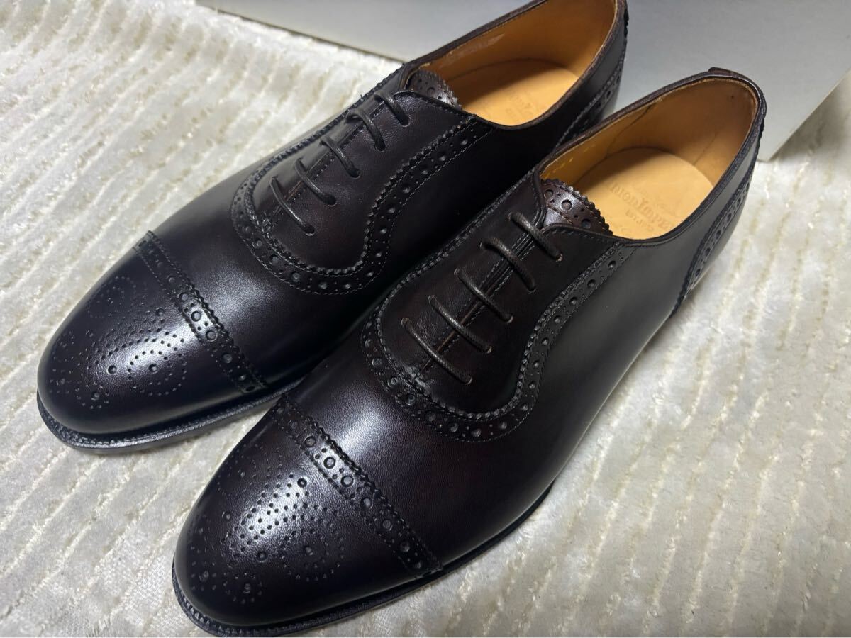 新品 未使用 ユニオンインペリアル メダリオン 6.5EE ダークブラウン 革靴 ビジネスシューズ拍卖