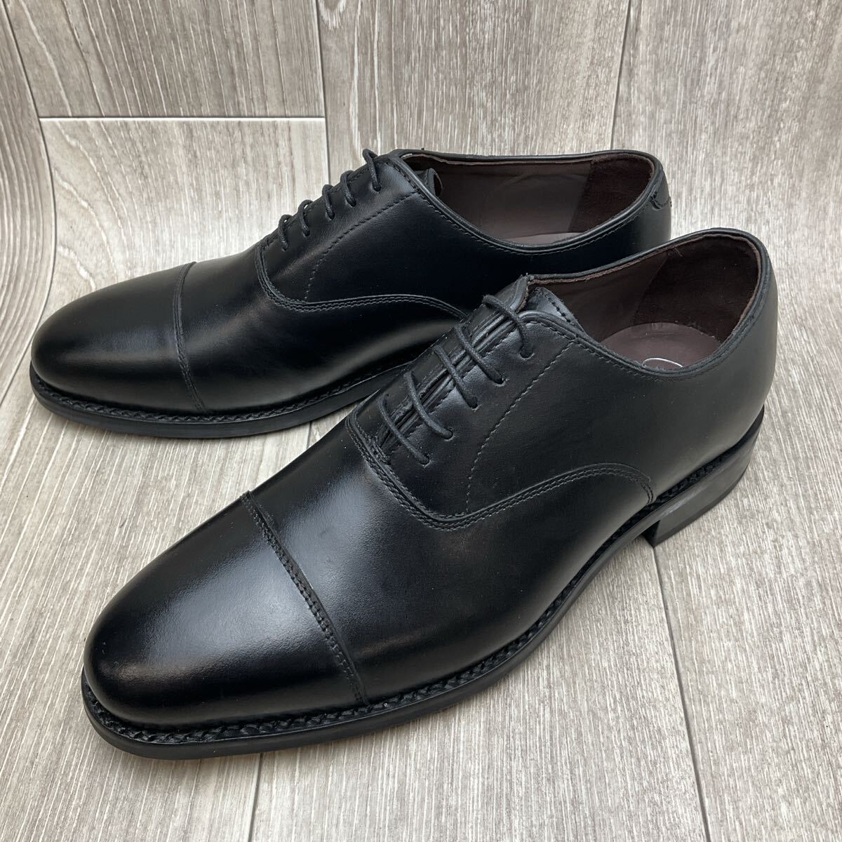 【アウトレット】SHOEISM内羽根ストレートチップ◆ブラック◆サイズ7.5(26.5cm)紳士革靴 グッドイヤー製法 ビジネスシューズ 牛革 黒 拍卖