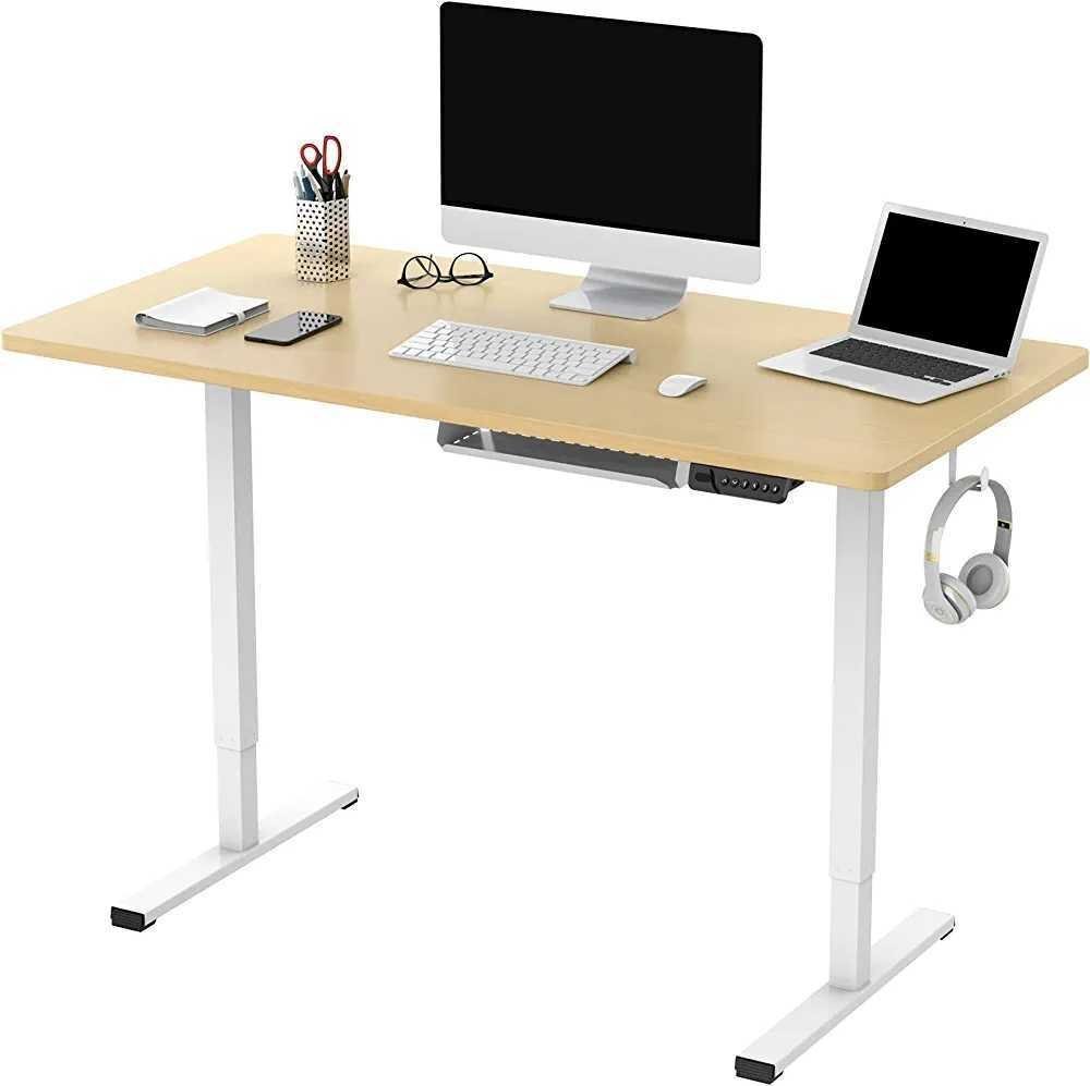 電動昇降式デスク E150 (120cm×60cm,簡単組立,USBポット,ホック,収納ボックス) 軽量化 メモリー機能付き 人間工学 一体型昇降デスク拍卖