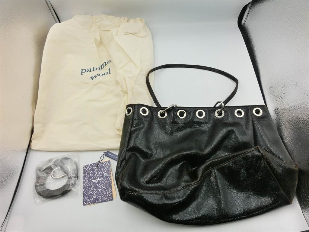 T【5t-12】【80サイズ】▲Paloma Wool パロマウール/レザー トートバッグ ショルダーバッグ 2way/ブラック系/※塗装はがれ有拍卖