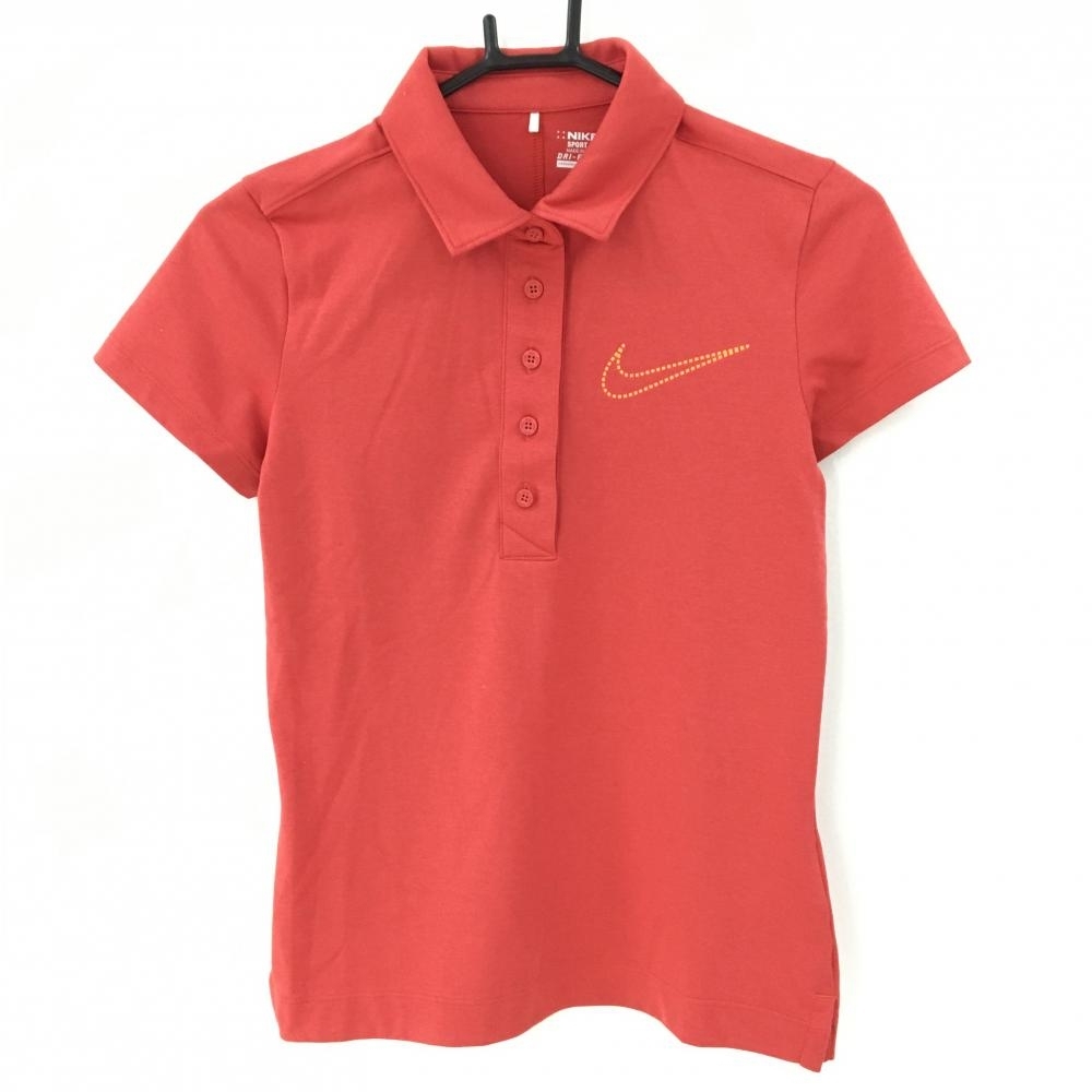 【超美品】ナイキ 半袖ポロシャツ オレンジ ロゴプリント シンプル レディース M ゴルフウェア NIKE拍卖