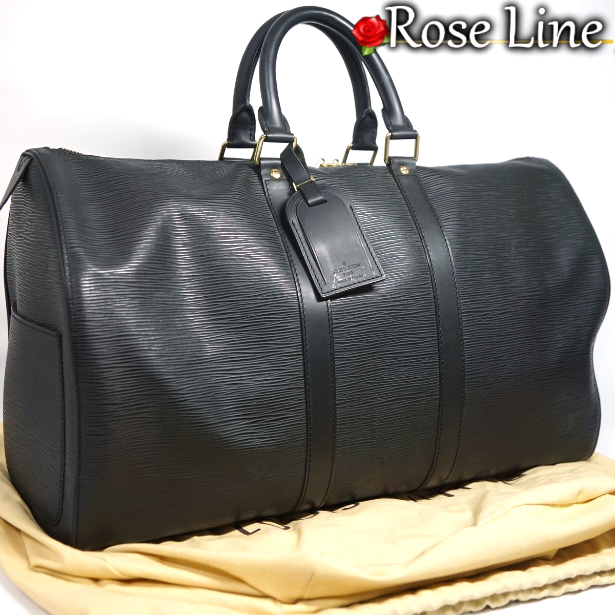 【美品】Louis Vuitton エピ キーポル45 ボストンバッグ 鞄 ノワール ブラック 黒 メンズ レディース 旅行 出張 通勤 EPI 手提げ M42972拍卖