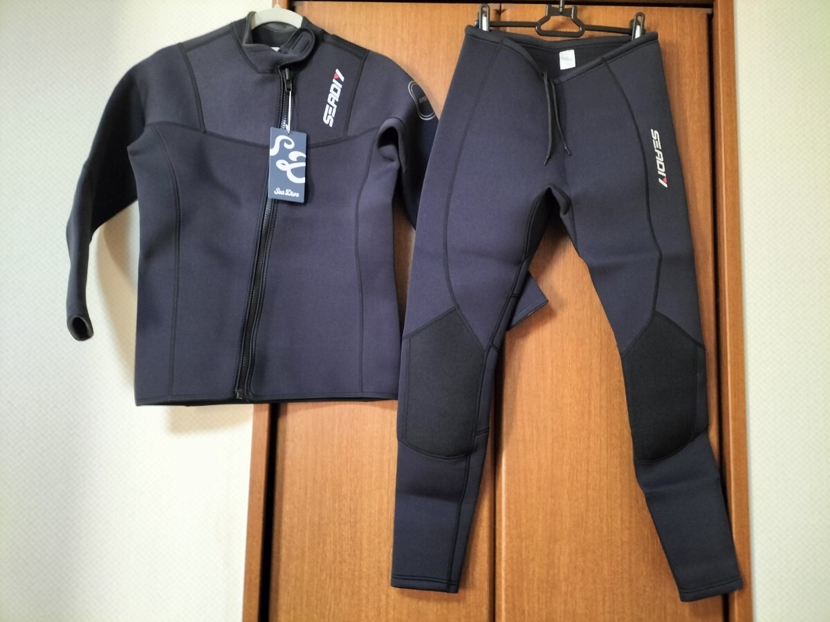 ウェットスーツ 3mm メンズLサイズ 上下セパレート 2ピース 上下セット拍卖