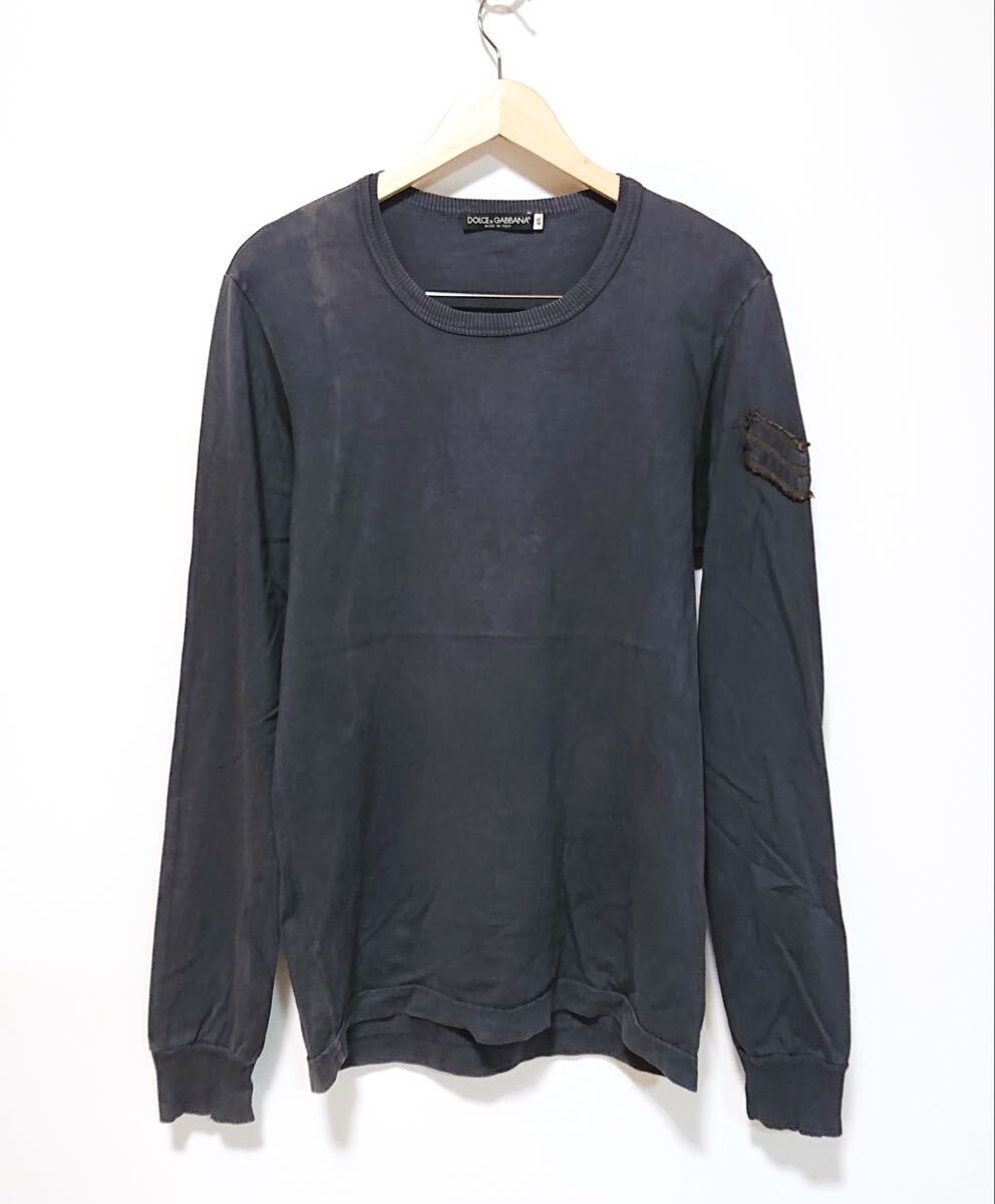 h5108gg DOLCE&GABBANA/ドルチェアンドガッバーナ サイズ48(M〜L位) ロンT 長袖カットソー グレー メンズ カジュアル 古着 used イタリア製拍卖