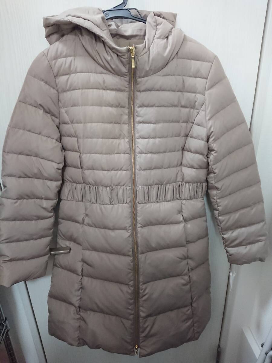 【2334】ダウンコート レディース Lサイズ フード付 ベージュ拍卖