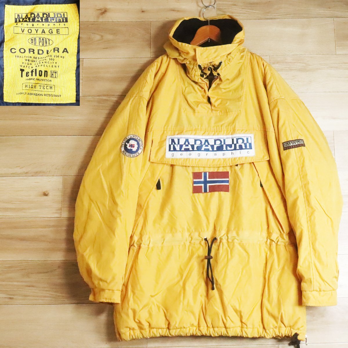 D5O/S5.28-1 Napapijri ナパピリ アノラックパーカー ハーフジップ プルオーバー ナイロンジャケット メンズ イエロー系 XXL拍卖