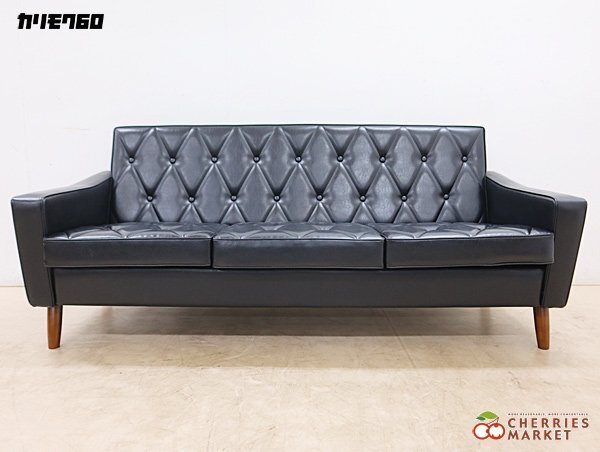 ◆展示品◆ Karimoku60 カリモク60 ロビーチェア U36213 3シーター/3Pソファ/3人掛けソファ スタンダードブラック 15万拍卖