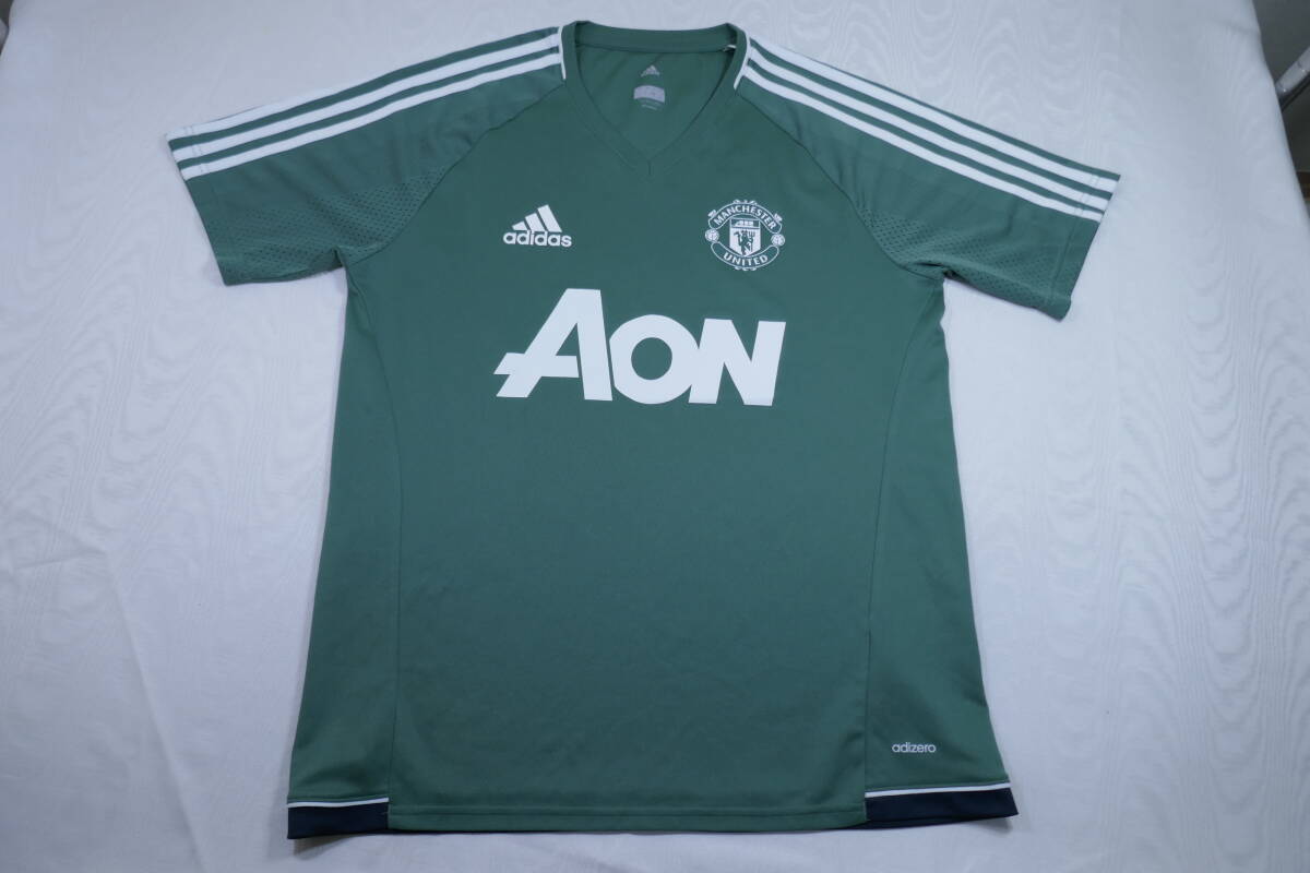 アディダス クライマクール マンチェスターユナイテッド 17-18 半袖トレーニングジャージー サイズO トレースグリーン BS4441 サッカー拍卖