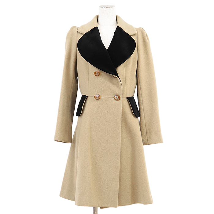 Vivienne Westwood Red Label ヴィヴィアンウエストウッド レッドレーベル コート ダブルブレスト オーブ ボタン レディース 3 薄橙色 黒拍卖