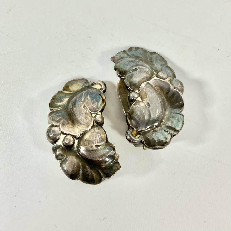 GEORG JENSEN ジョージジェンセン イヤリング アクセサリー グレープリーフ ブドウの葉 50A スターリングシルバー製 レディース 【中古品】拍卖