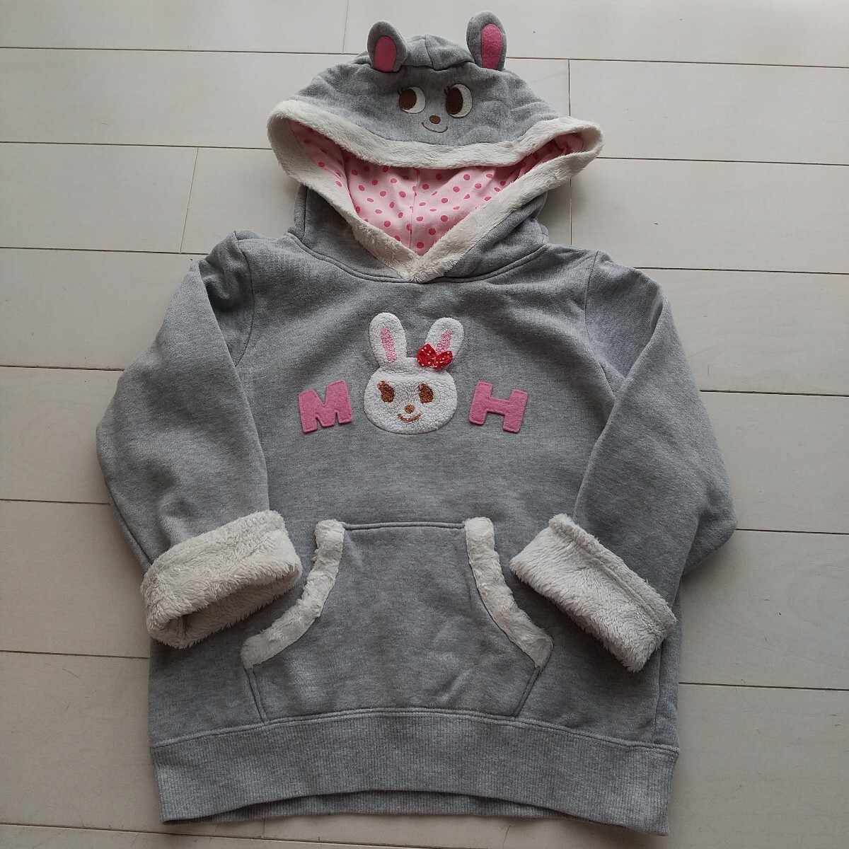 110 ミキハウス なりきりうさこ パーカー グレー フード付きトレーナー拍卖