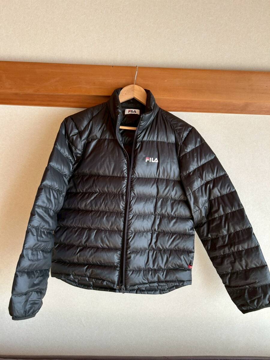 【384】FILA ライトダウン黒 Lサイズ メンズ拍卖