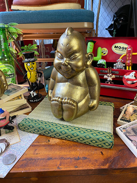 商売繁盛&開運招福 大阪名物ビリケンさんの縁起のええ置物【●Mサイズ】+【京たたみで作った飾り台 ミニ畳Mサイズ】のセット 祝拍卖