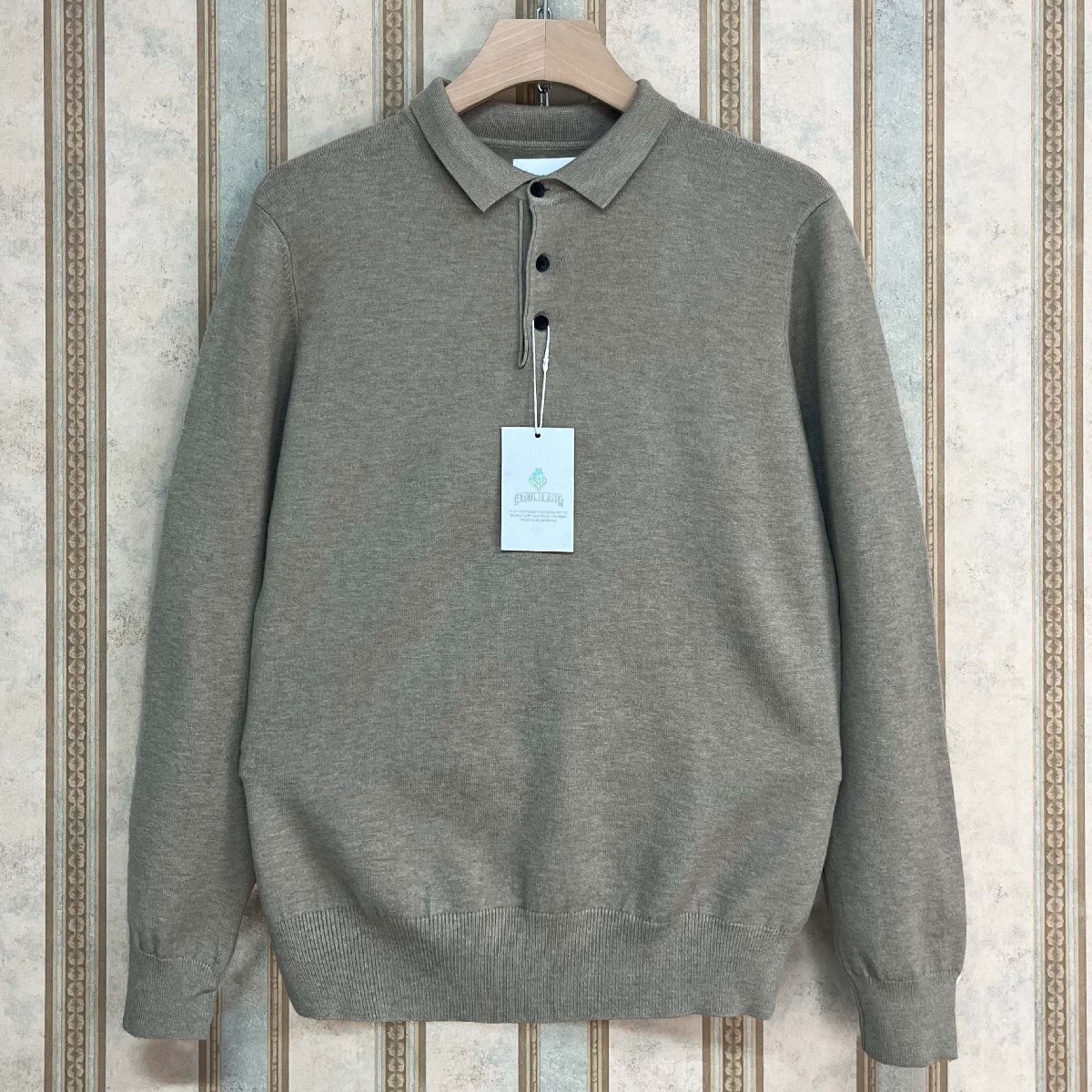 人気 定価4万 FRANKLIN MUSK・アメリカ・ニューヨーク発 ウール混 長袖 ポロシャツ 暖かい ソフト シンプル ニット カジュアル サイズ1拍卖