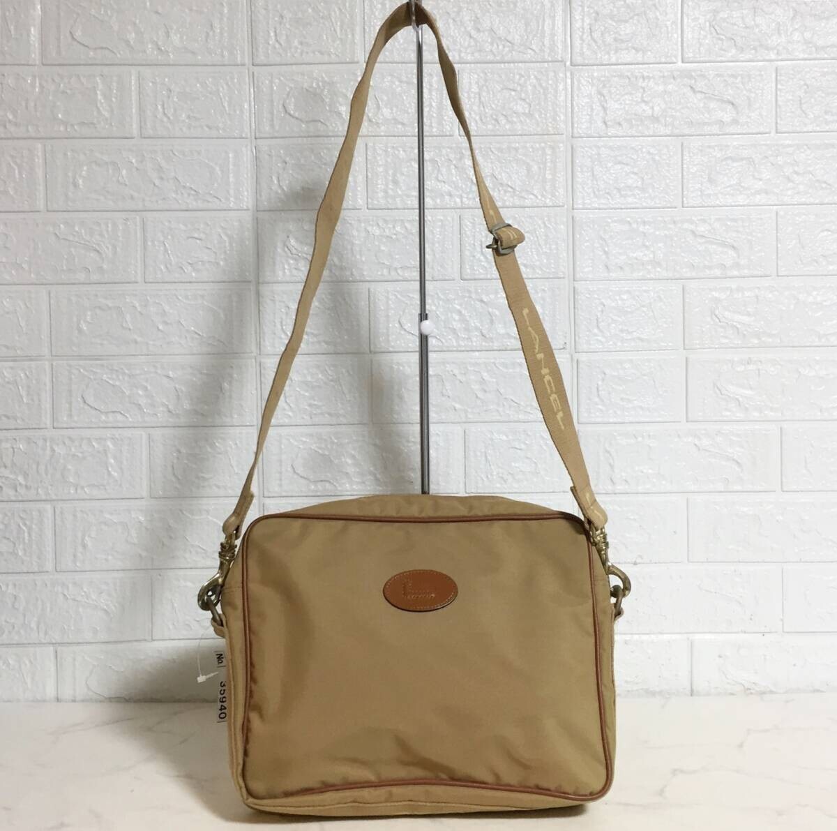 no35940 LANCEL ランセル ヴィンテージ フランス製 本革 レザー ナイロン 斜め掛け ショルダー バッグ拍卖