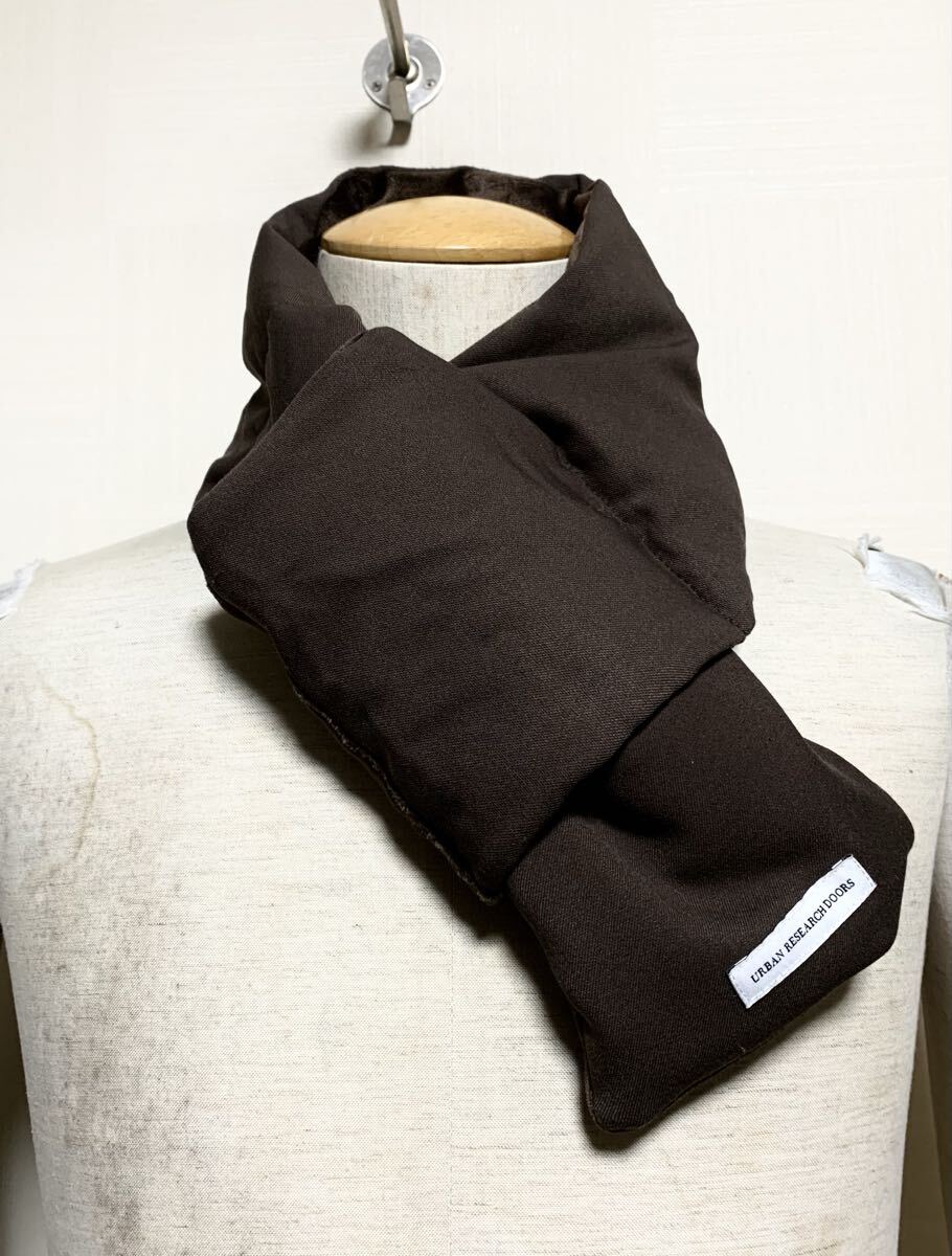 未使用:URBAN RESEARCH DOORS.ダウン マフラー(焦げ茶/全長84幅15/ポケッタブル仕様/ジャケット/taion grip swany 無印良品 type)拍卖