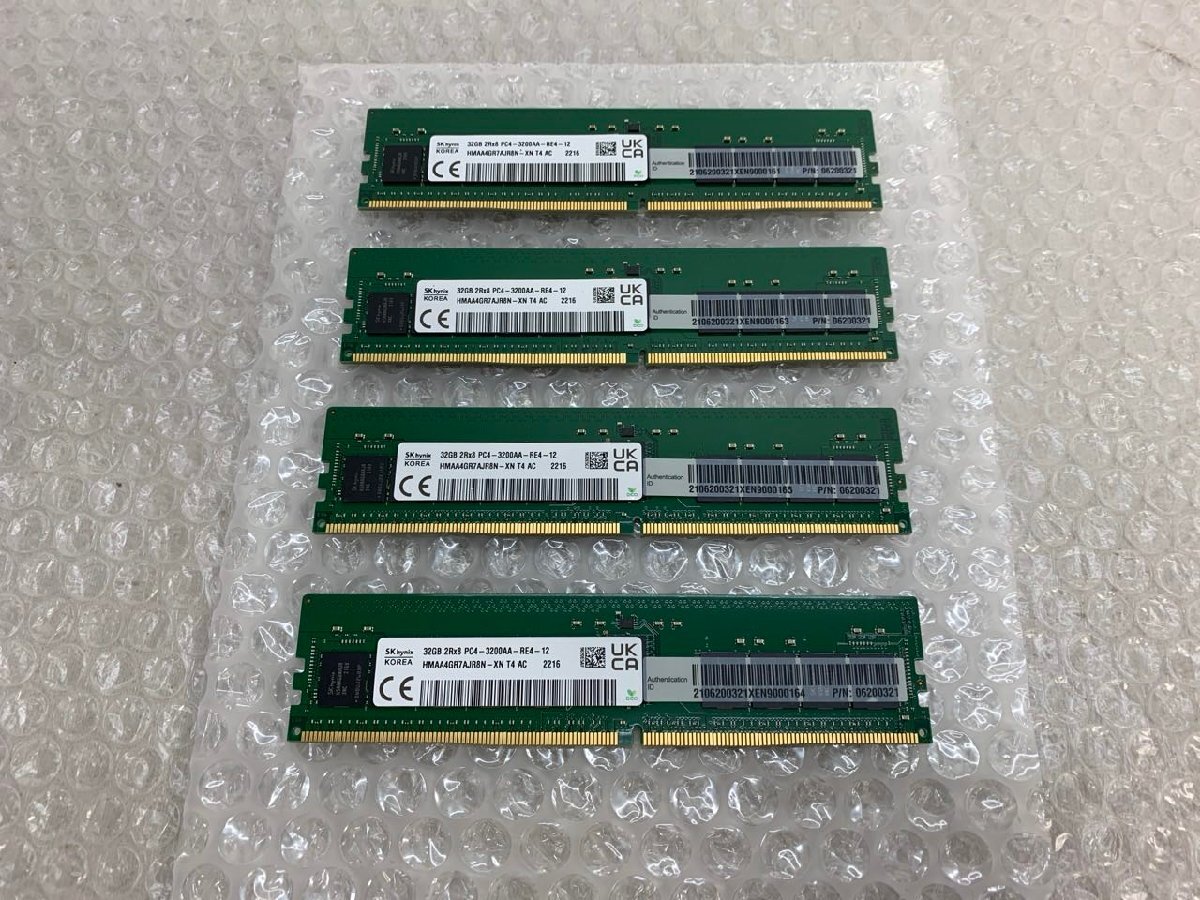【SK hynix】PC4-3200AA-RE4-12 32GB DDR4 RDIMM ECC メモリ 4枚セット サーバー用 中古動作品拍卖